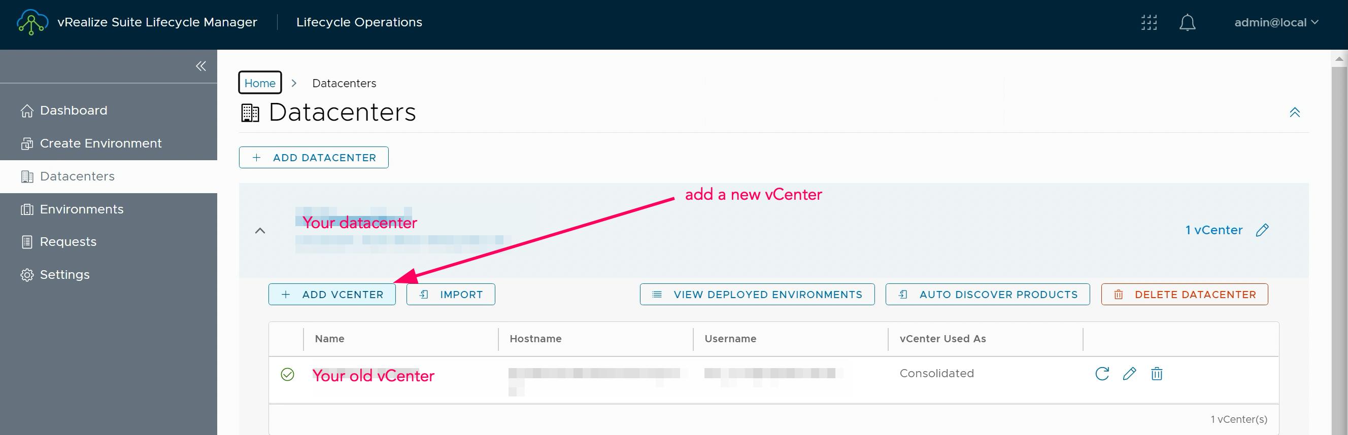 vRSLCM: Add datacenter Image Caption