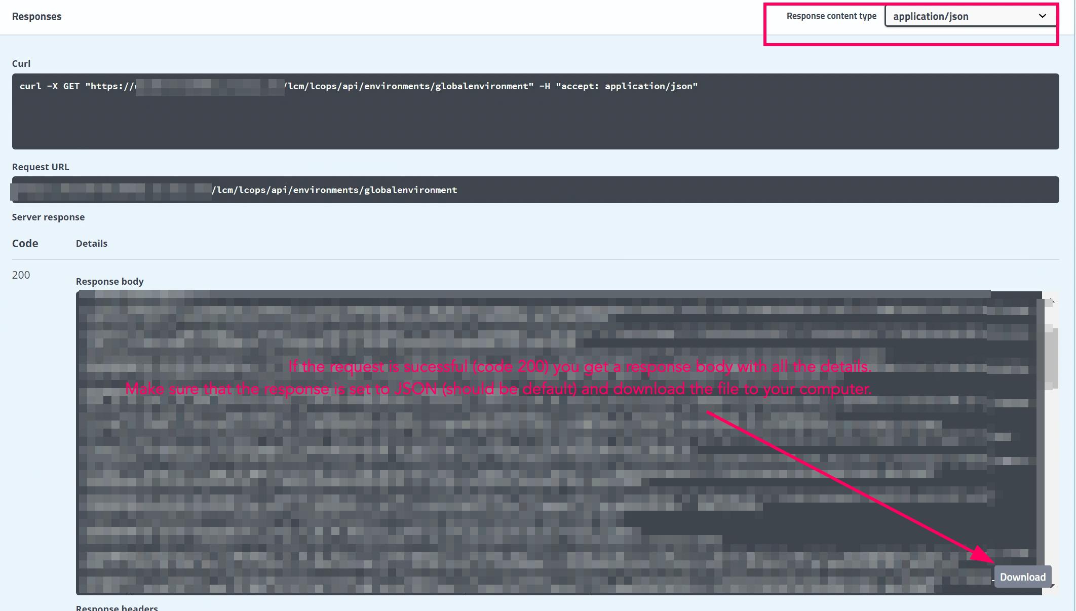 vRSLCM: Save JSON body from current environment Image Caption