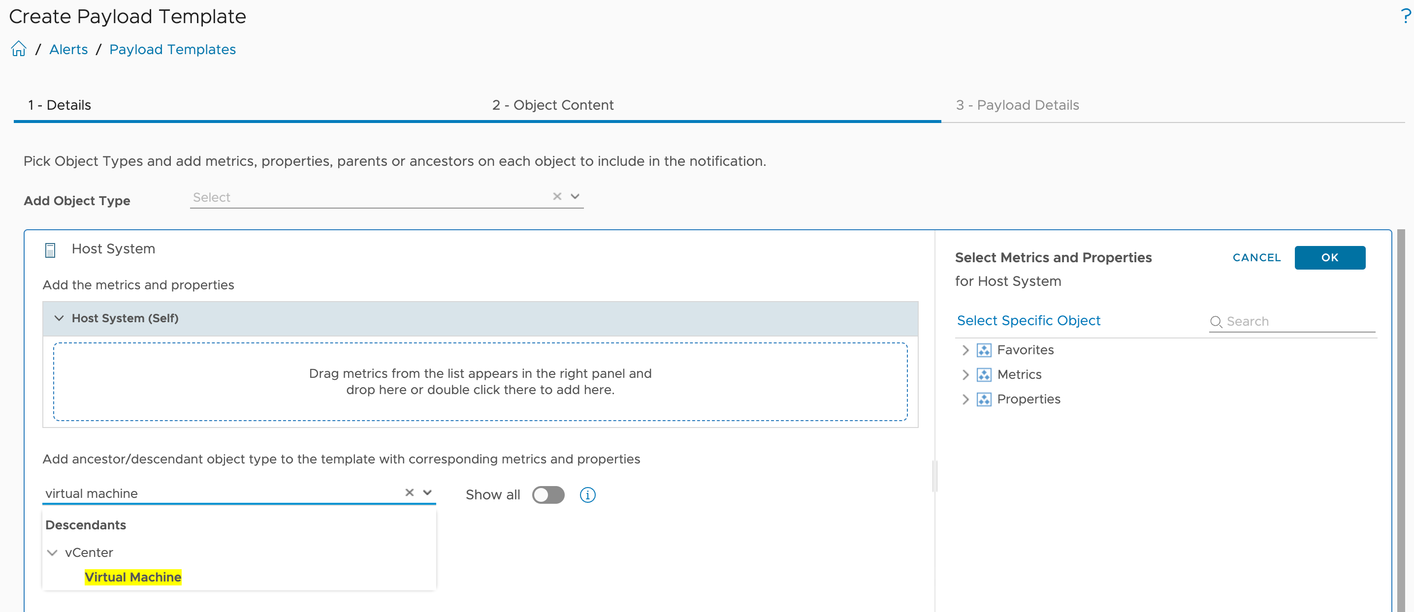 Add a virtual machine as descendant. Image Caption