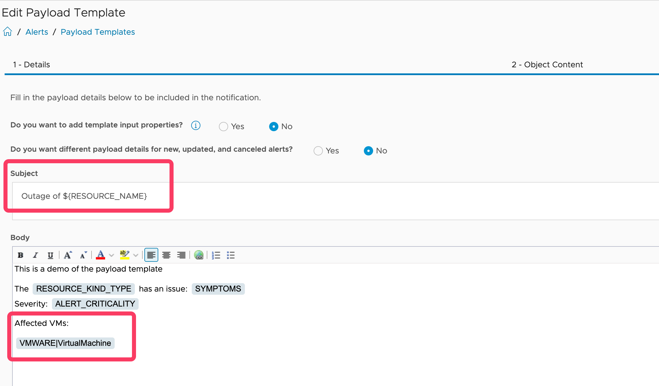 Add a virtual machine as additional body information. Image Caption