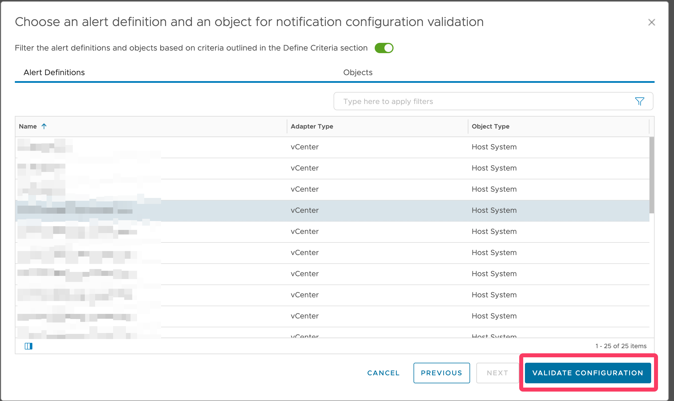 Select a host and validate. Image Caption